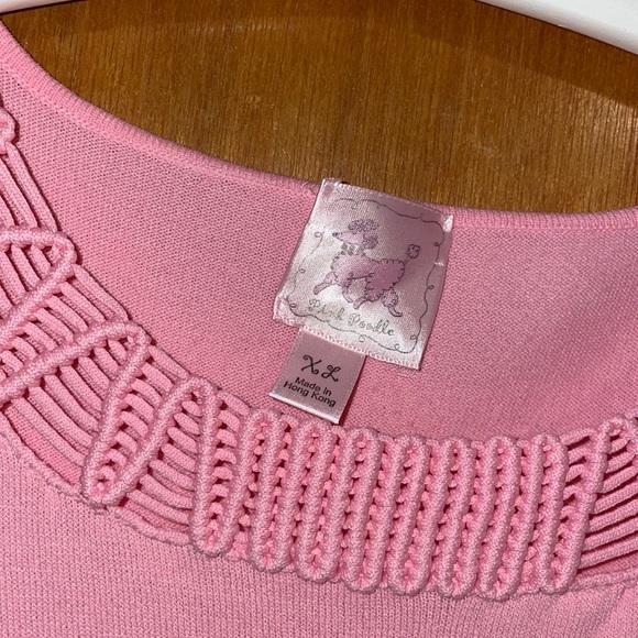 •PINK POODLE•PINK SCOOP NECK DETAIL RAYON/NYLON BLEND TANK TOP  BLOUSE SIZE XL - Picture 5 of 6